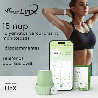LinX folyamatos vércukormérő szenzor CGM a világ legkisebb érzékelője